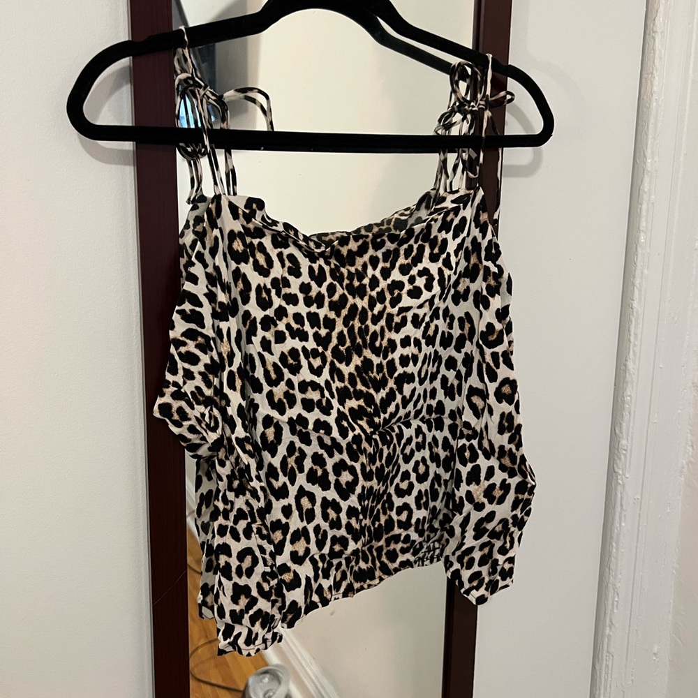 H&M Cheetah tank top with ties size XL